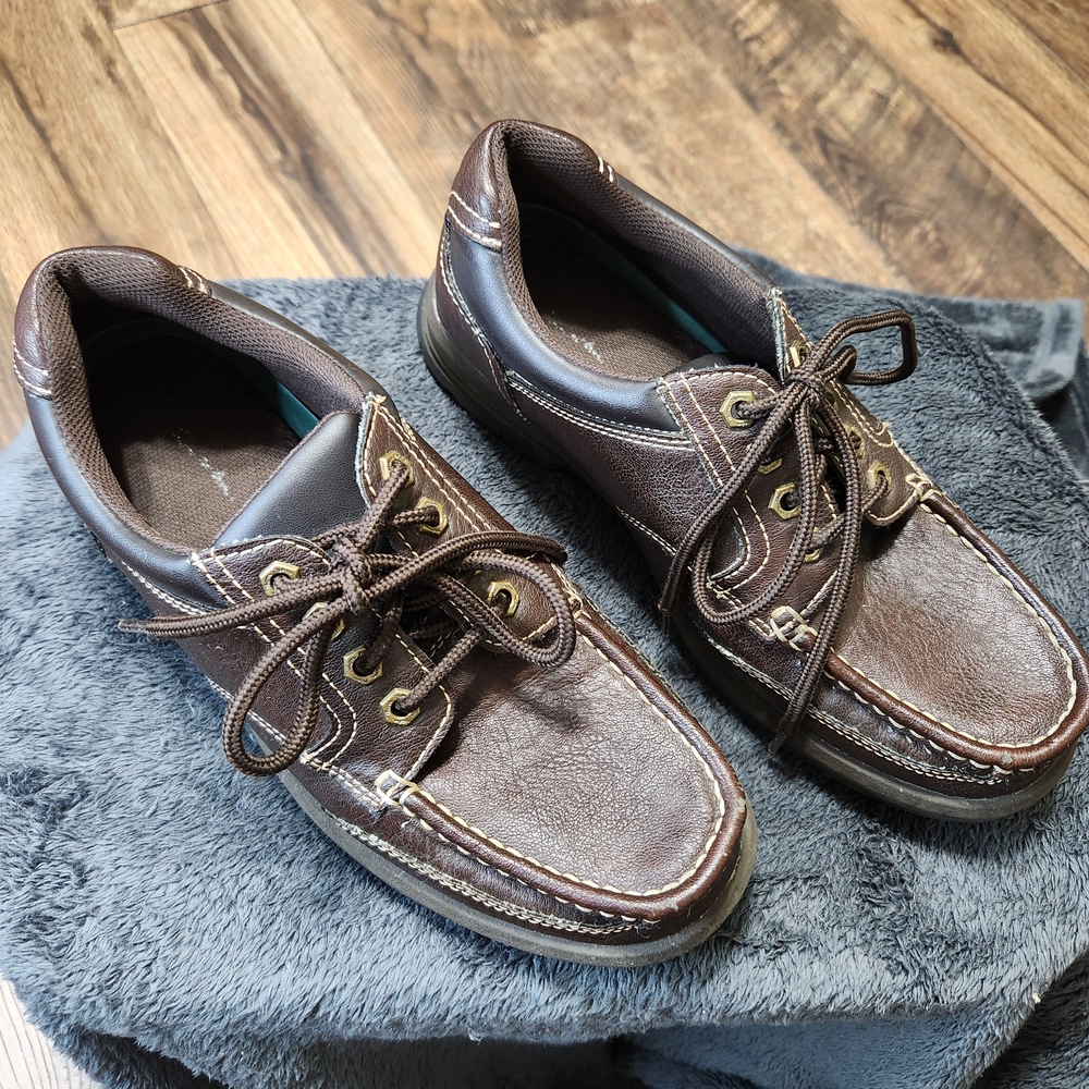 Thom McAn Mens Brown Lace Up Oxfords